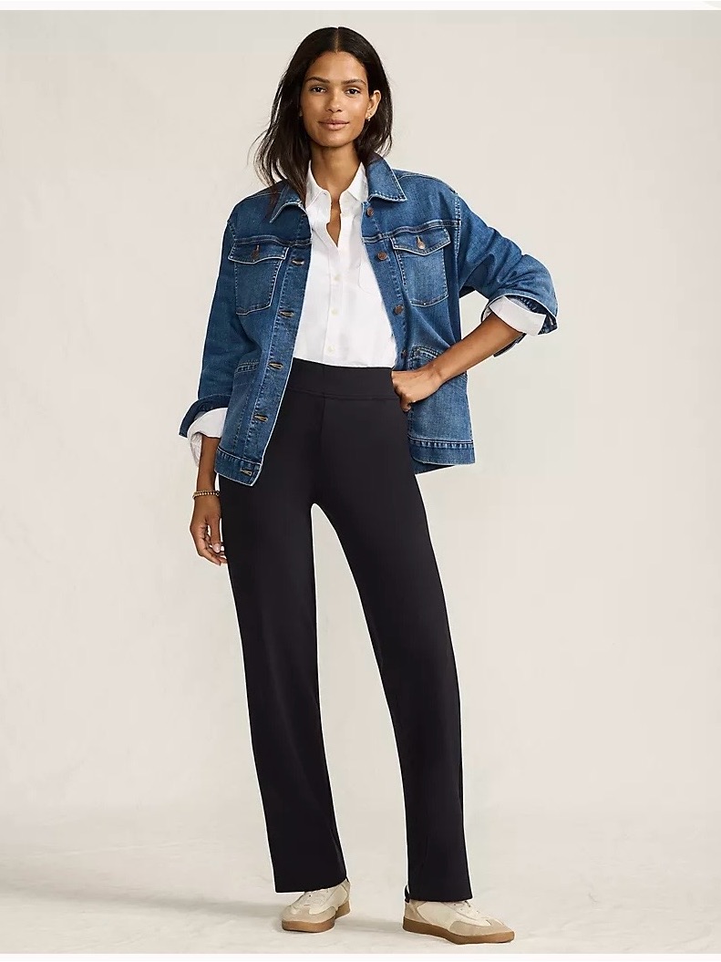 Lands' End Starfish Mid Rise Black Straight-Leg Pants